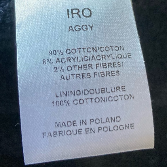 IRO Navy Blue Distressed Tweed Boucle Aggy Button Snap Zipper Jacket Size 8 - Picture 11 of 12